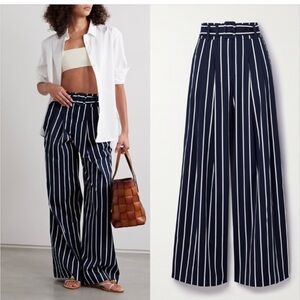 NWOT Veronica Beard Navy and White Striped Wide Leg Pants